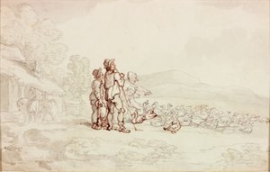 Scène de ferme avec troupeau d